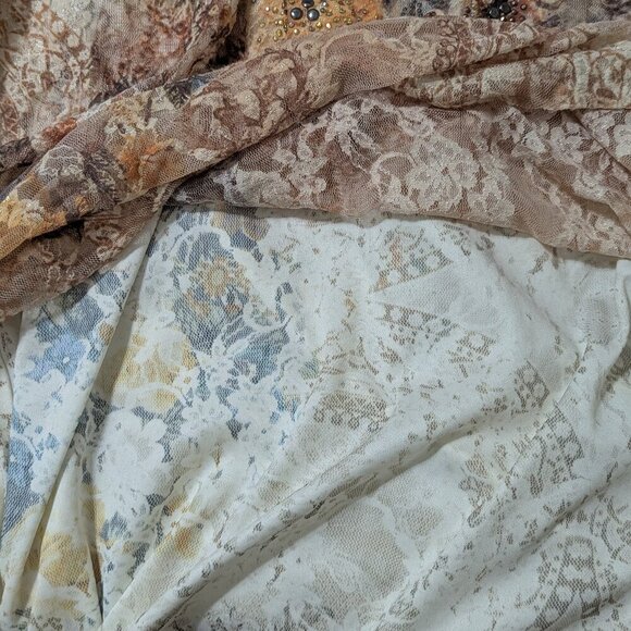 Christopher & Banks Women's Floral Lace Blouse Size M Tan Brown - Picture 6 of 8